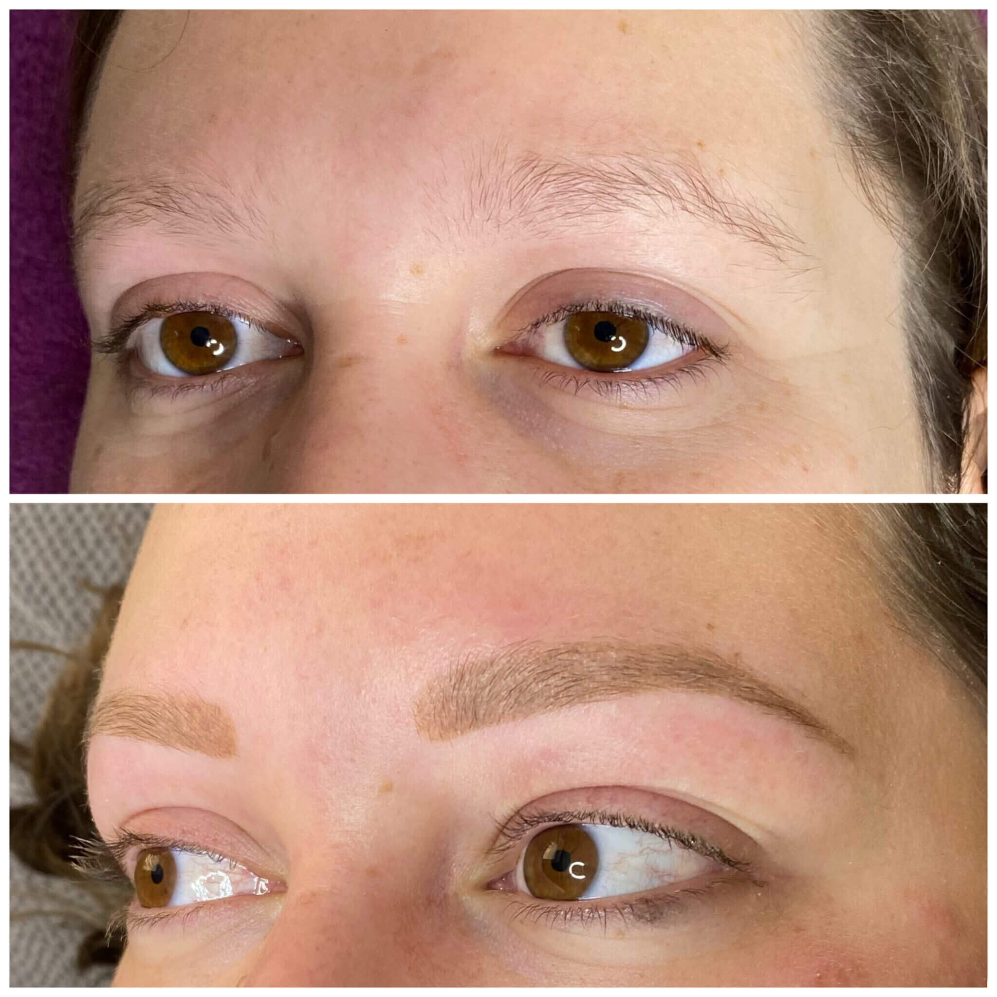 Vorher-Nachher-Vergleich der Augenbrauen nach Permanent Make-up