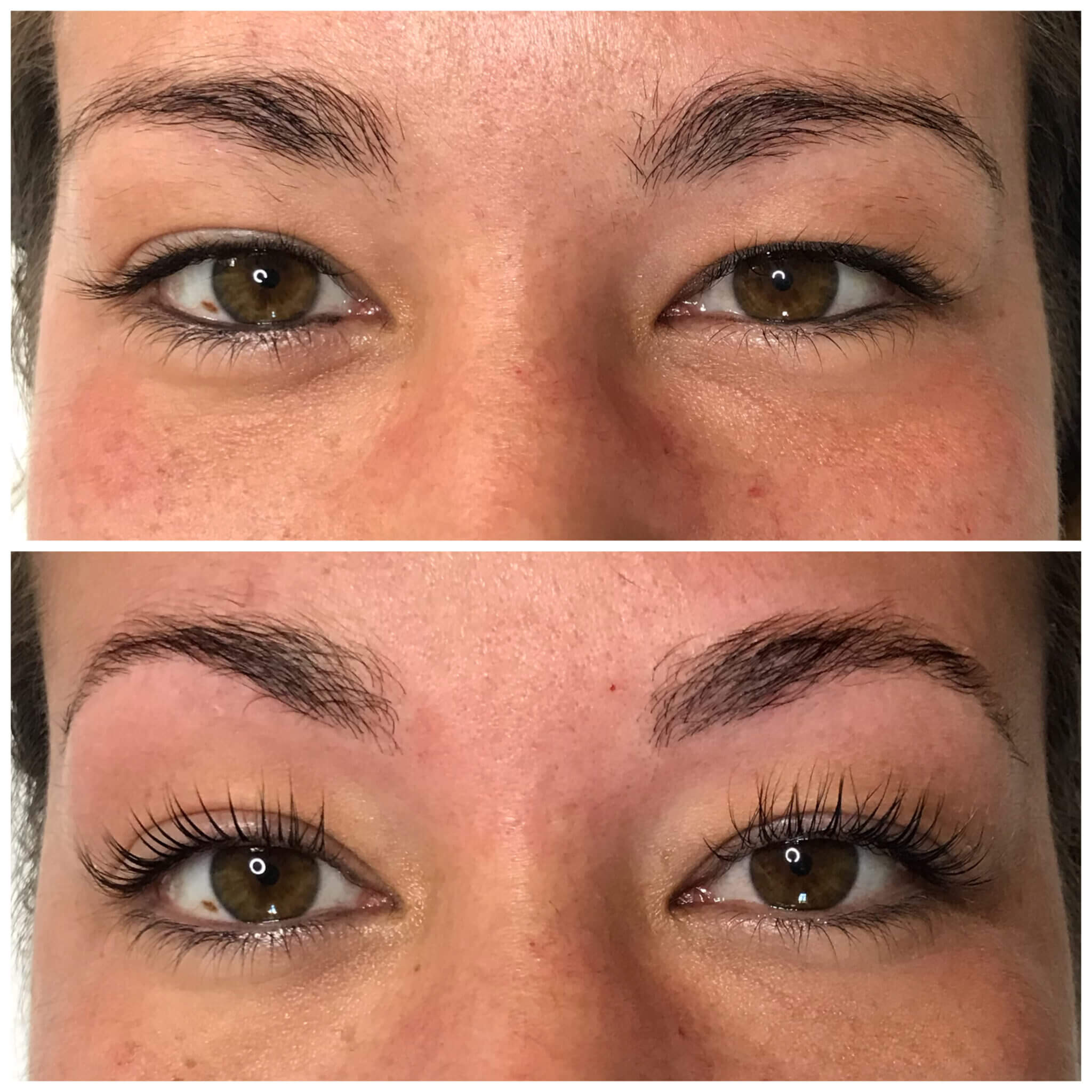 Natürliches Wimpernlifting im Vorher-Nachher-Vergleich