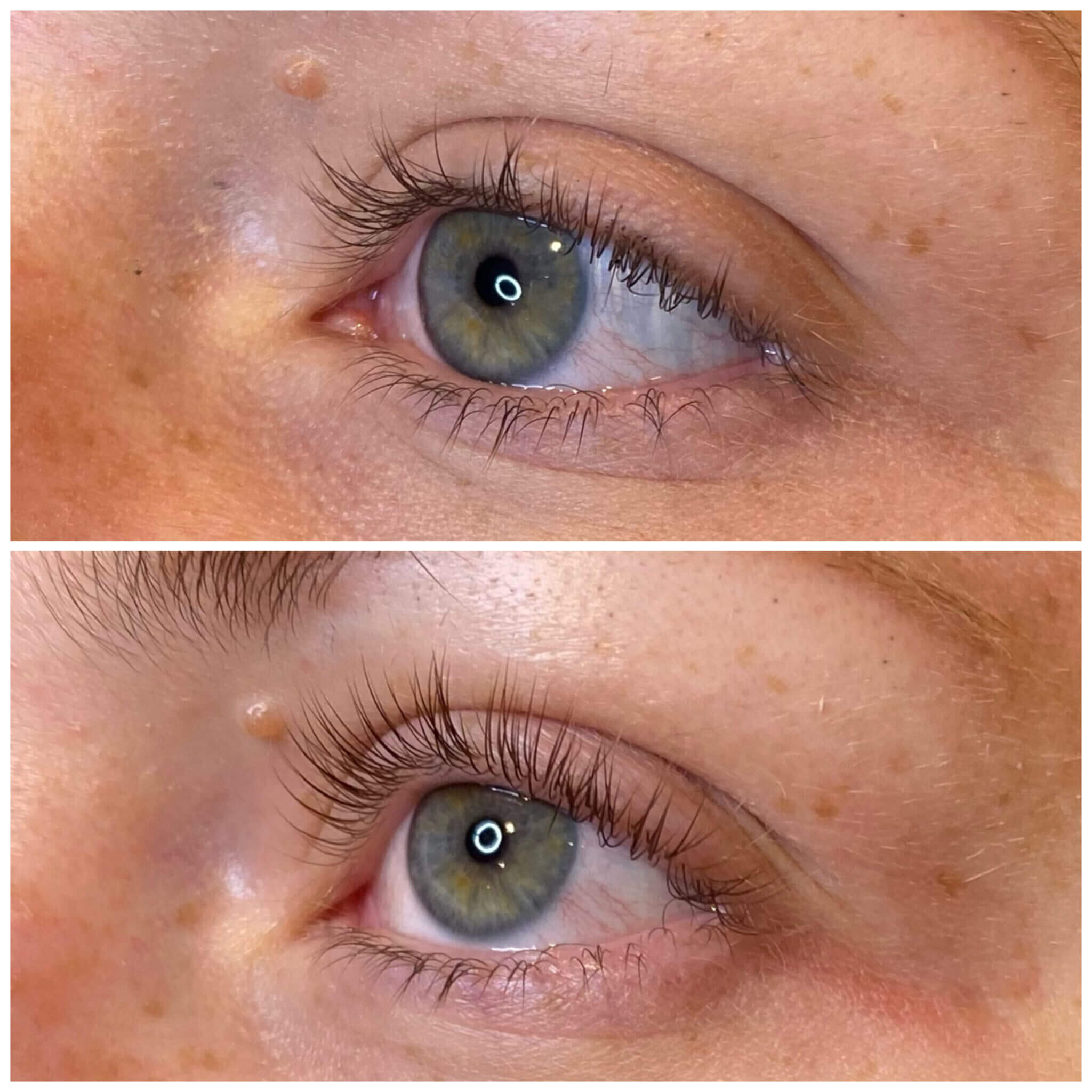 Wimpernlifting im Vorher-Nachher-Vergleich für natürlich geschwungene Wimpern